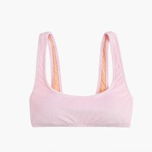 J. Crew Pink Scoop Neck Bikini Top in Terry